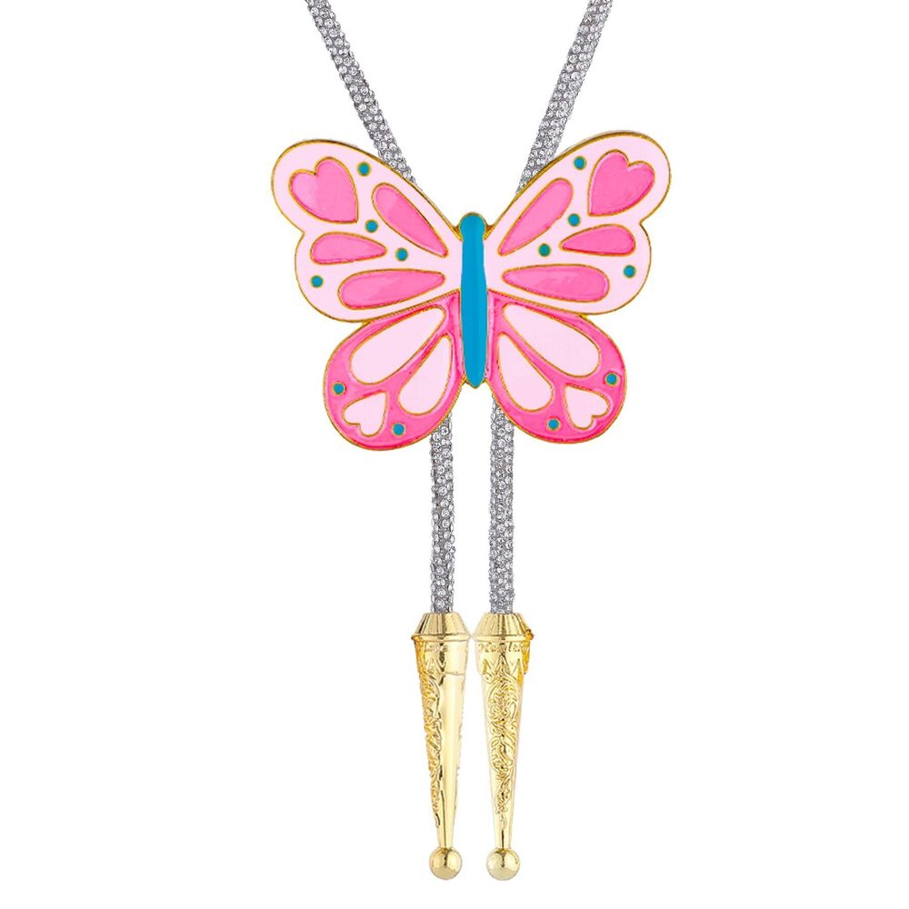 1826 Rhinestone Bolo Tie Pink Butterfly Bolo Tie Sparkly Cowgirl Western